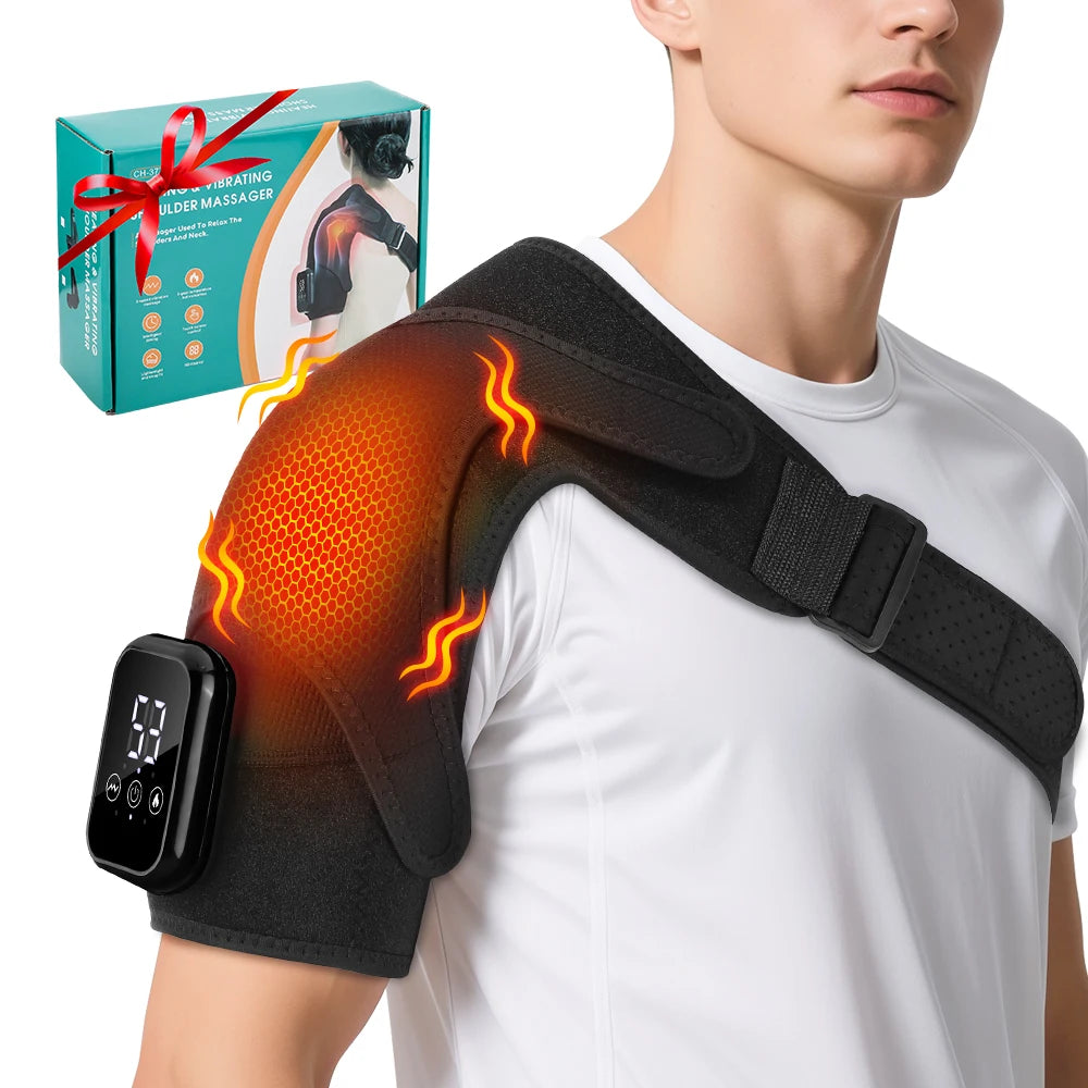 PASTSKY Rechargeable Heated Shoulder Massager with Vibration and Timer