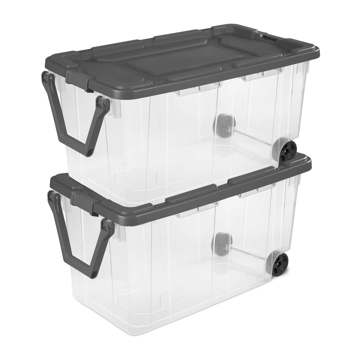 Sterilite Industrial Wheeled Storage Bin With Handle, Two Pack