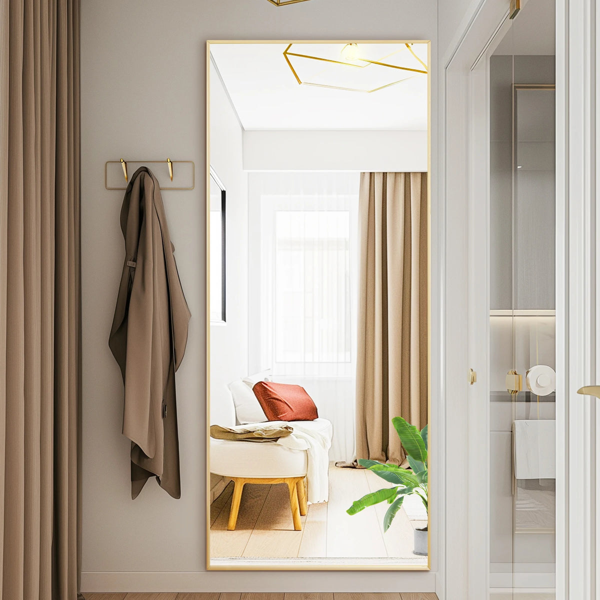 MCQ Arched Floor Vanity Mirror With Stand And Wall Mount