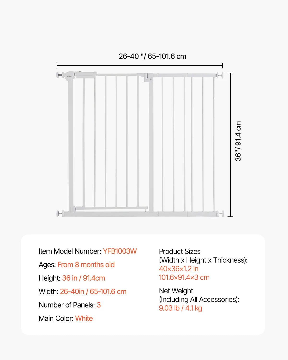 Succebuy Pressure Mount Easy Walk Through Baby Safety Gate