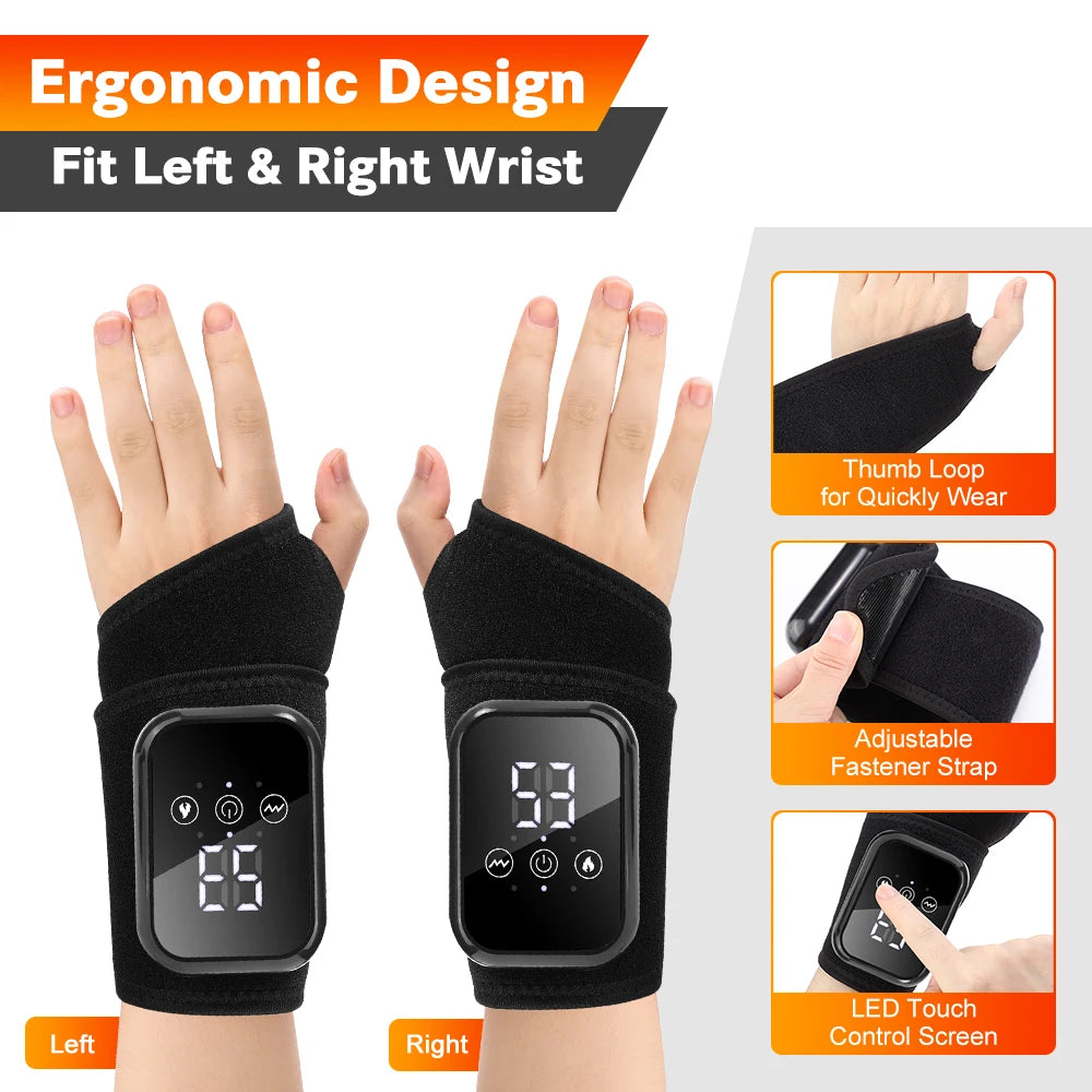Agdoad Electric Heating Wrist Massager Brace With Vibration Therapy