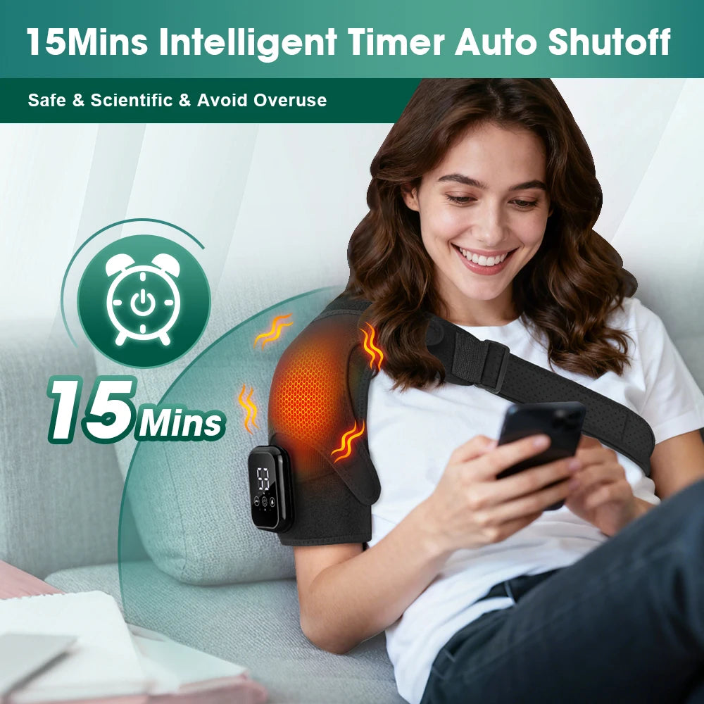PASTSKY Rechargeable Heated Shoulder Massager with Vibration and Timer