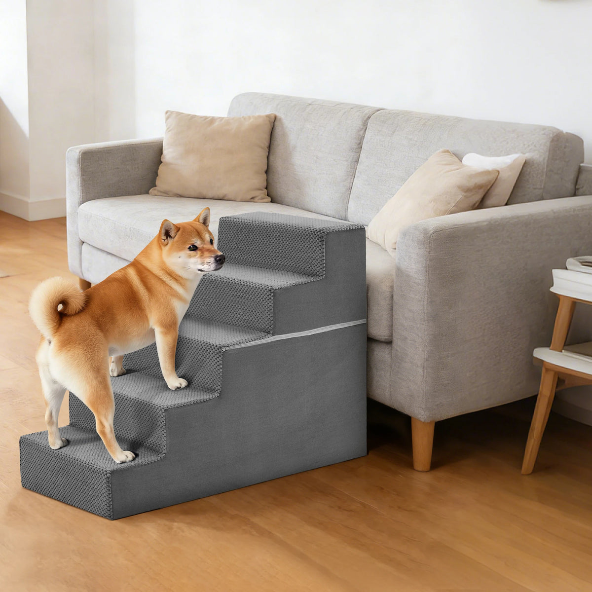 Jhk Curved Indoor Foam Dog Stair Ramp For Small Dogs