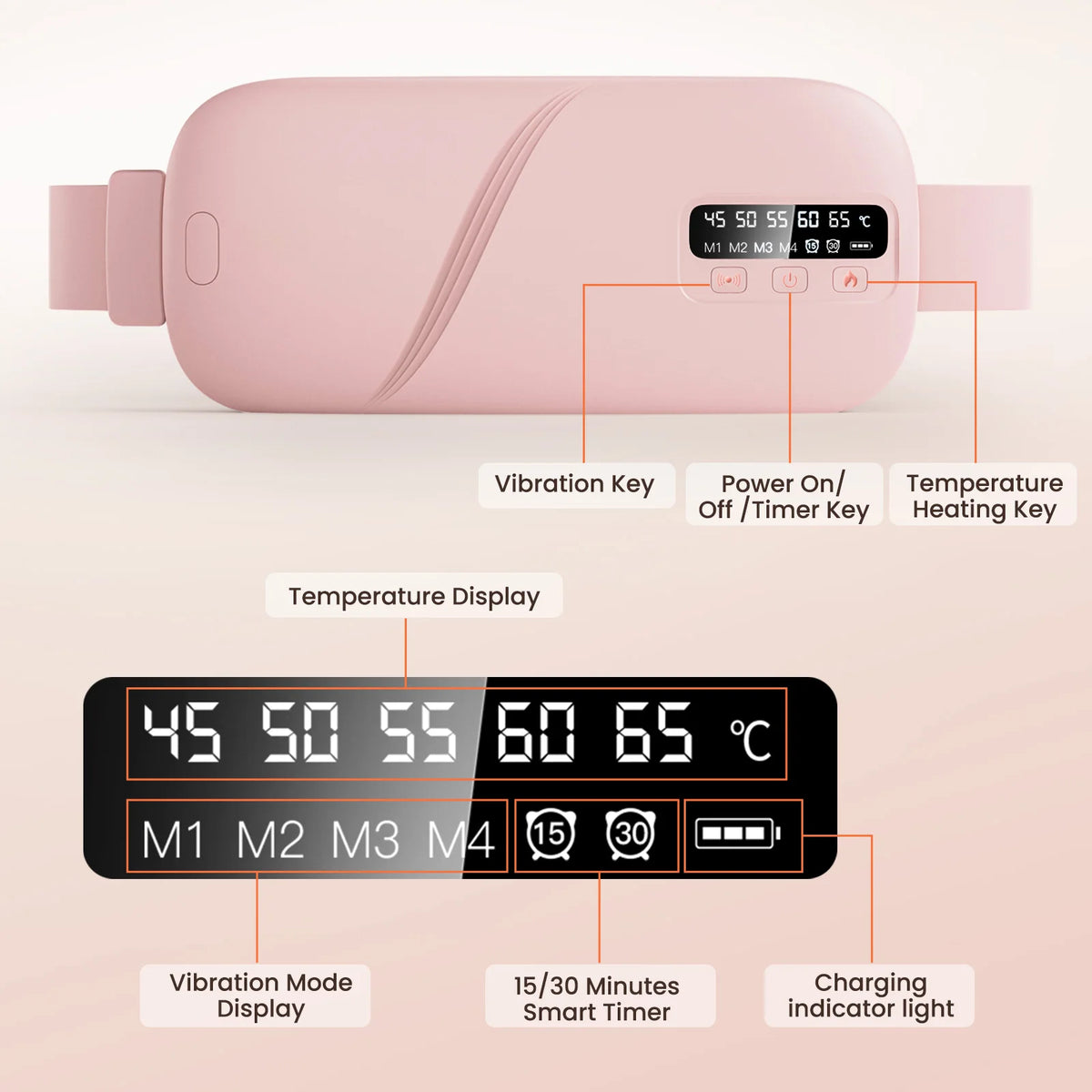 PASTSKY Electric Heating Vibration Waist Massage Belt for Menstrual Cramps
