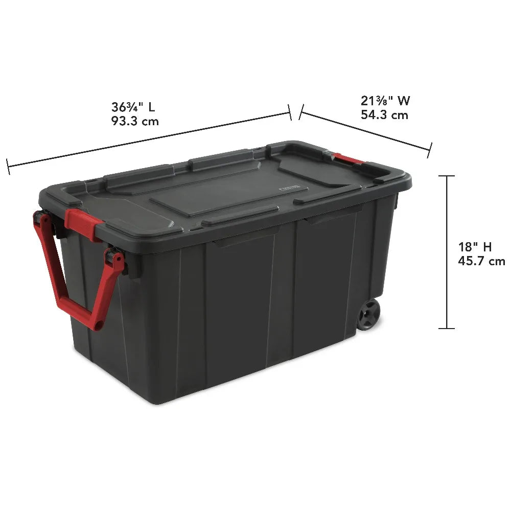 Sterilite Industrial Wheeled Storage Bin With Handle, Two Pack