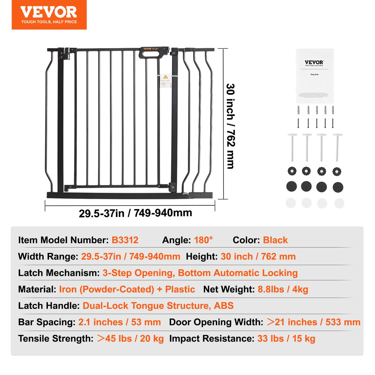 Succebuy Pressure Mount Easy Walk Through Baby Safety Gate