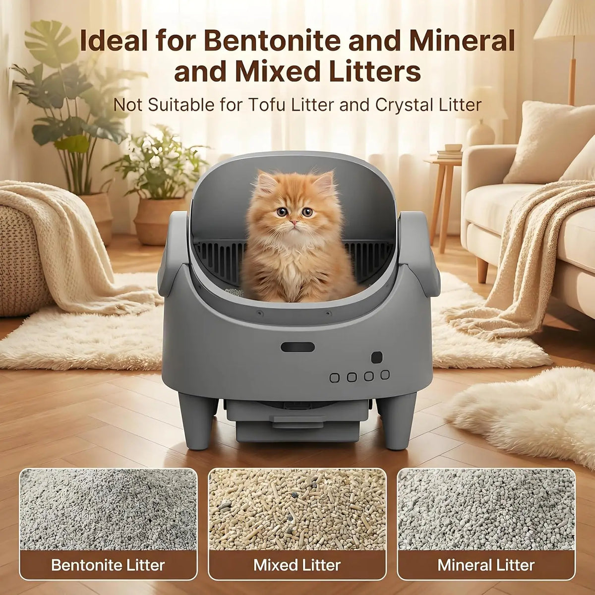 HiMISS Smart Automatic Cat Litter Box With Self Cleaning Cycle