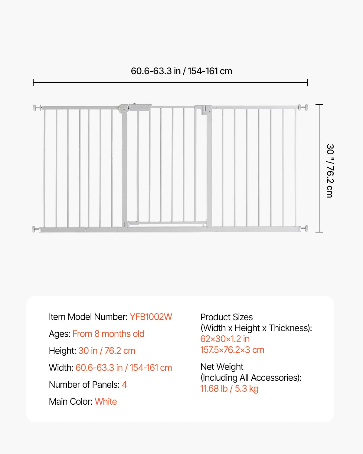 Succebuy Pressure Mount Easy Walk Through Baby Safety Gate