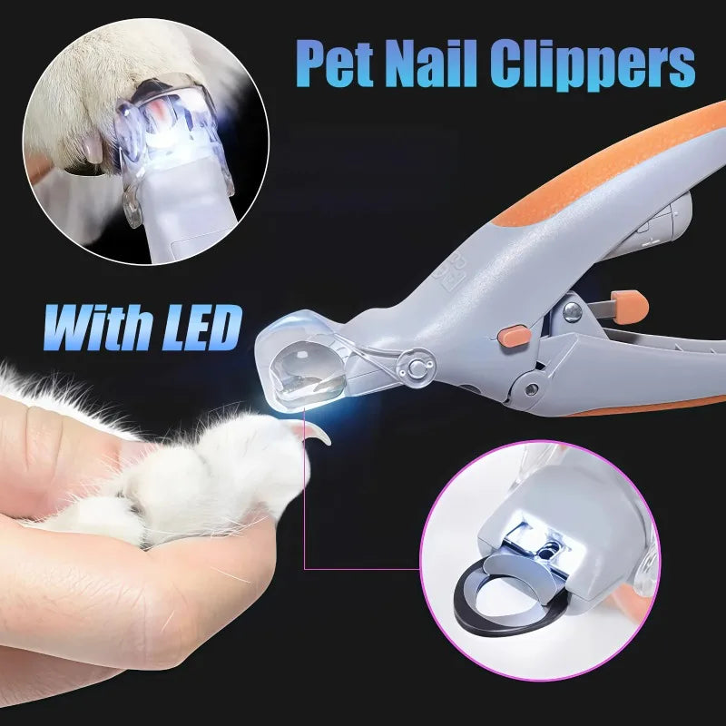 Led Light Pet Nail Clipper With Magnifier For Dogs And Cats