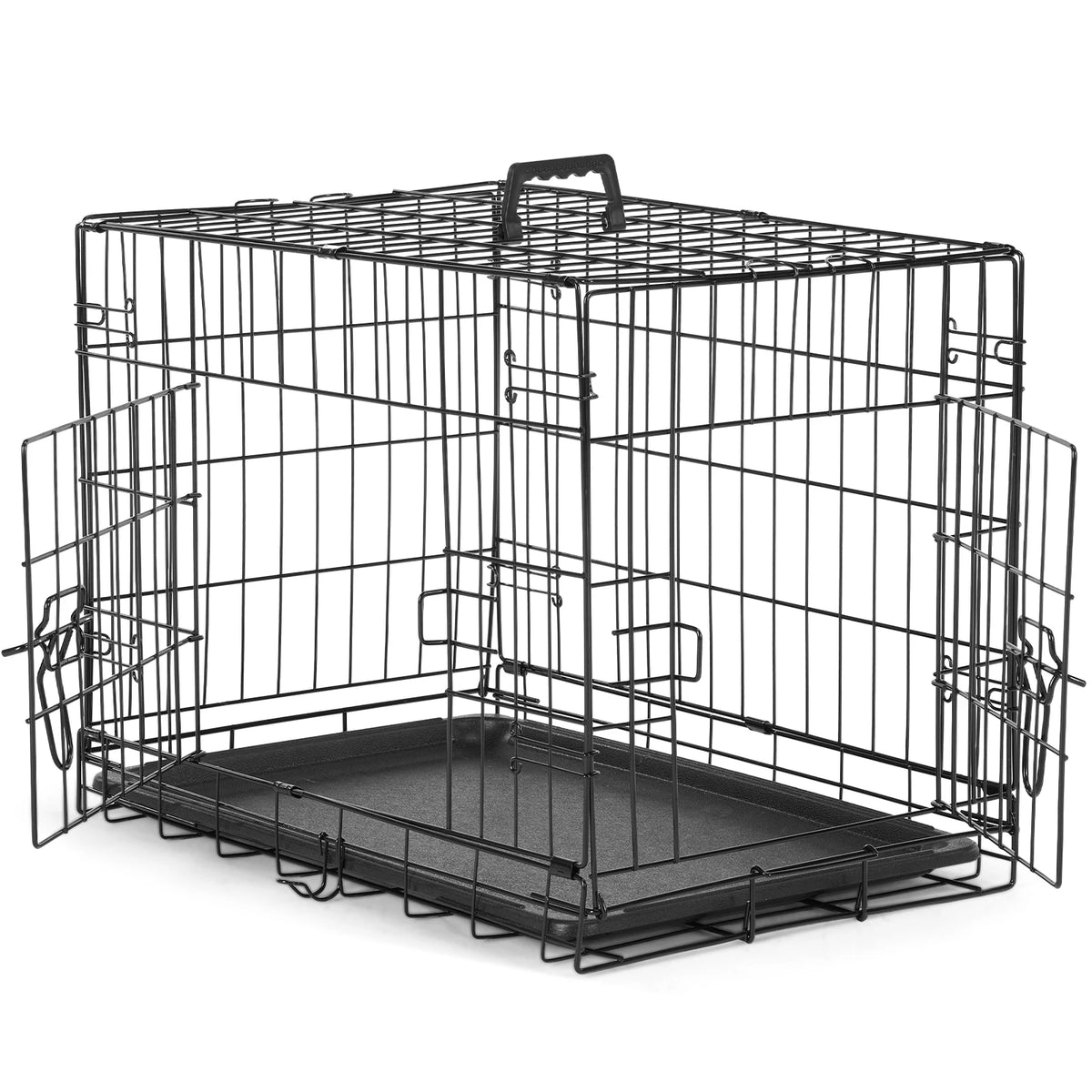 JHK Foldable Metal Wire Dog Cage With Leak Proof Tray