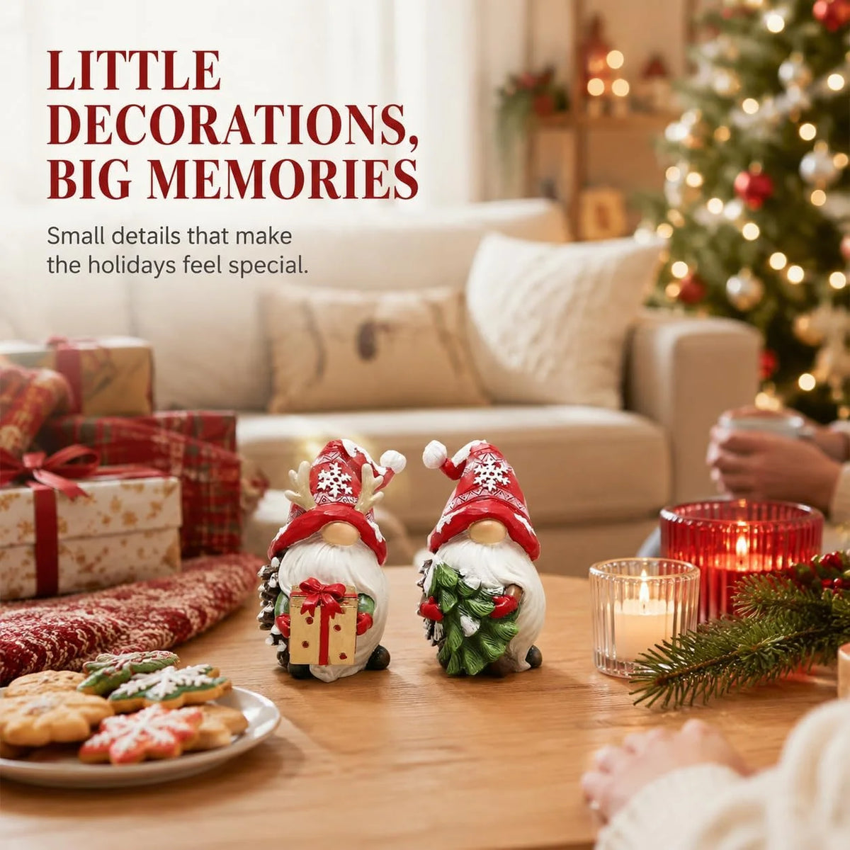 Hodao Resin Christmas Gnome Figurine Set Nordic Pinecone Tabletop Decor