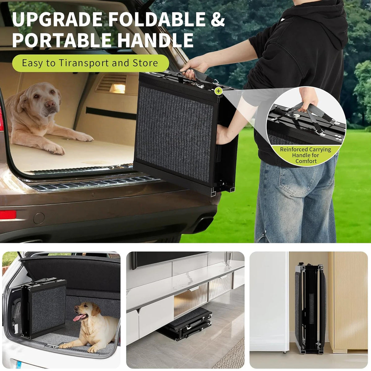 HiMiss Portable Folding Dog Ramp For Cars Non Slip Surface