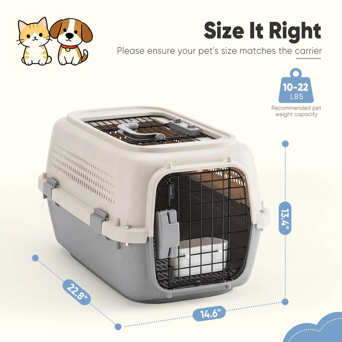 Premium Travel Pet Carrier Crate For Small Dogs And Cats