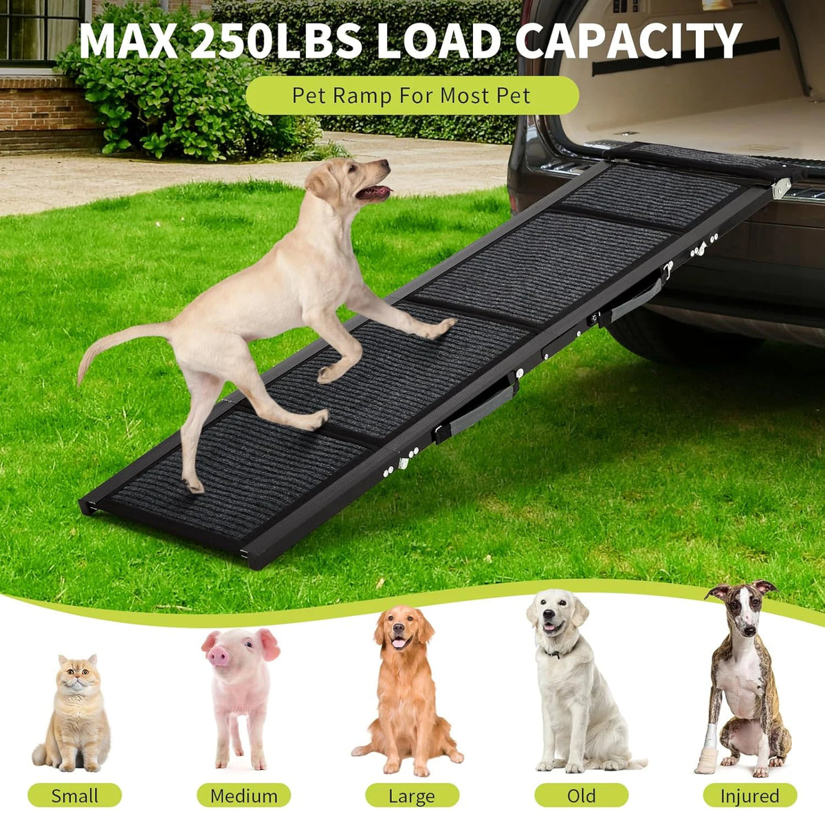 HiMiss Portable Folding Dog Ramp For Cars Non Slip Surface