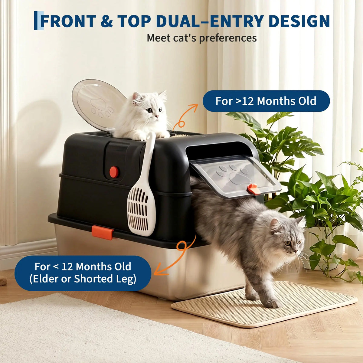 Studyset Enclosed Stainless Steel Cat Litter Box With Scoop