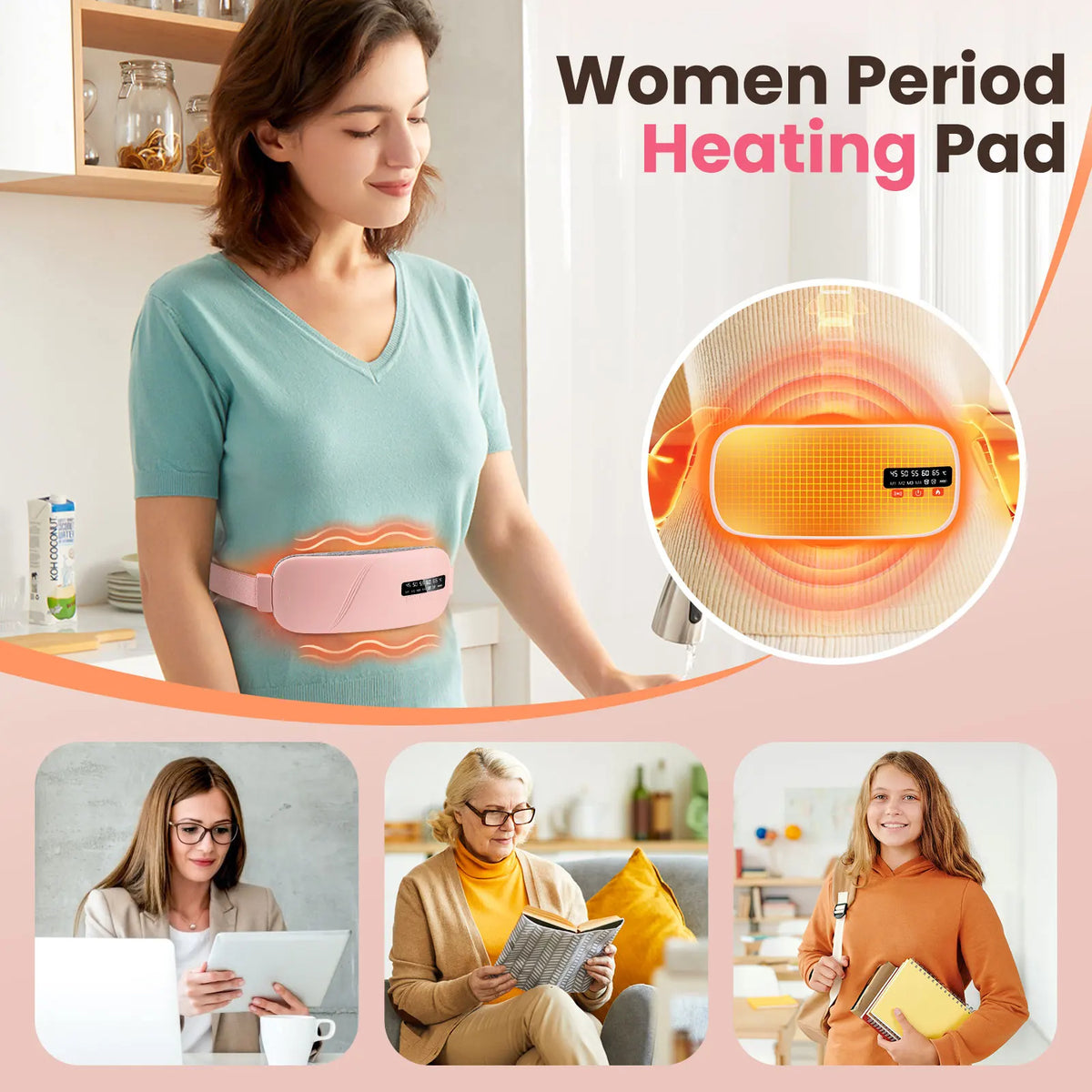 PASTSKY Electric Heating Vibration Waist Massage Belt for Menstrual Cramps