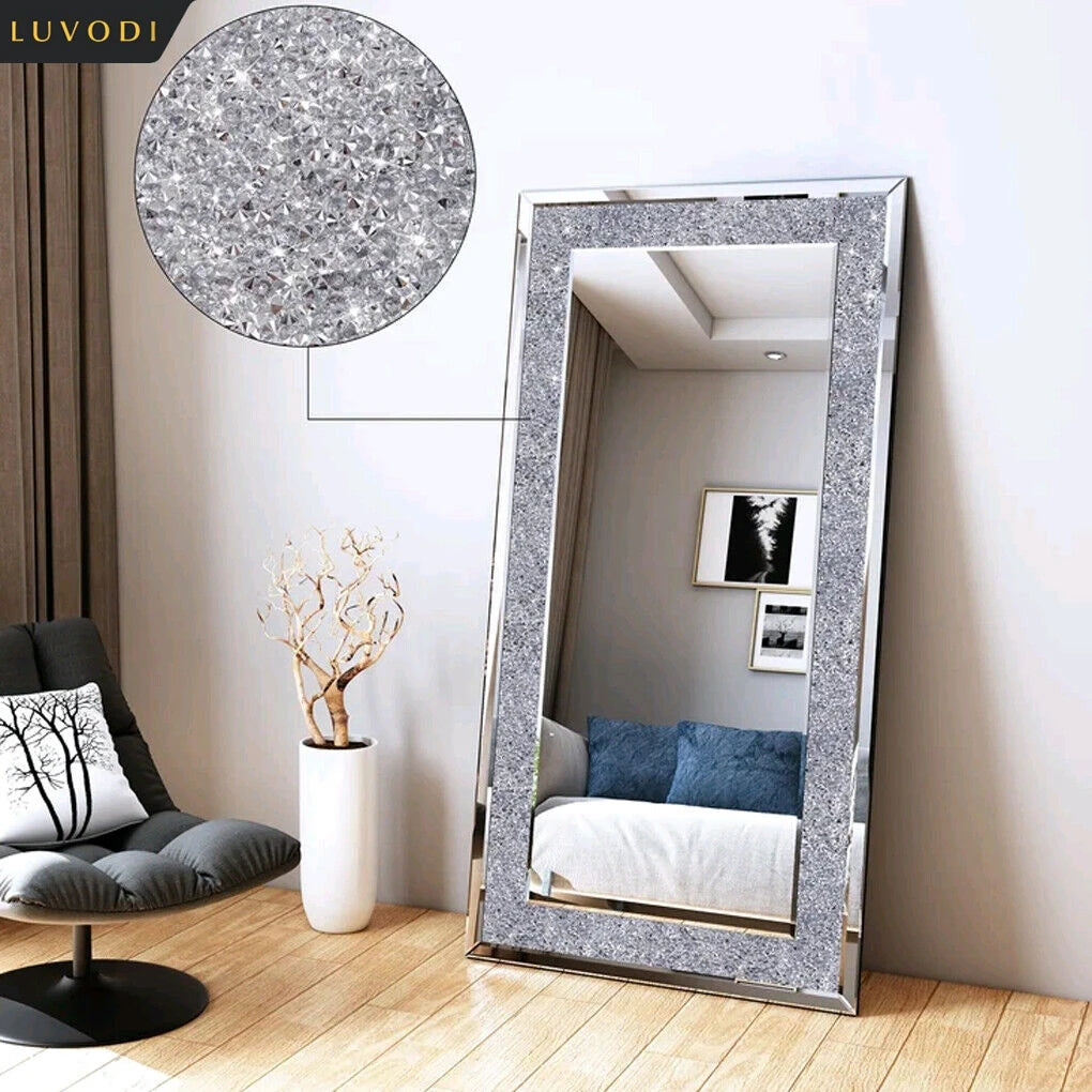 LUVODI Crystal Rhinestone Decorative Wall Mounted Vanity Mirror
