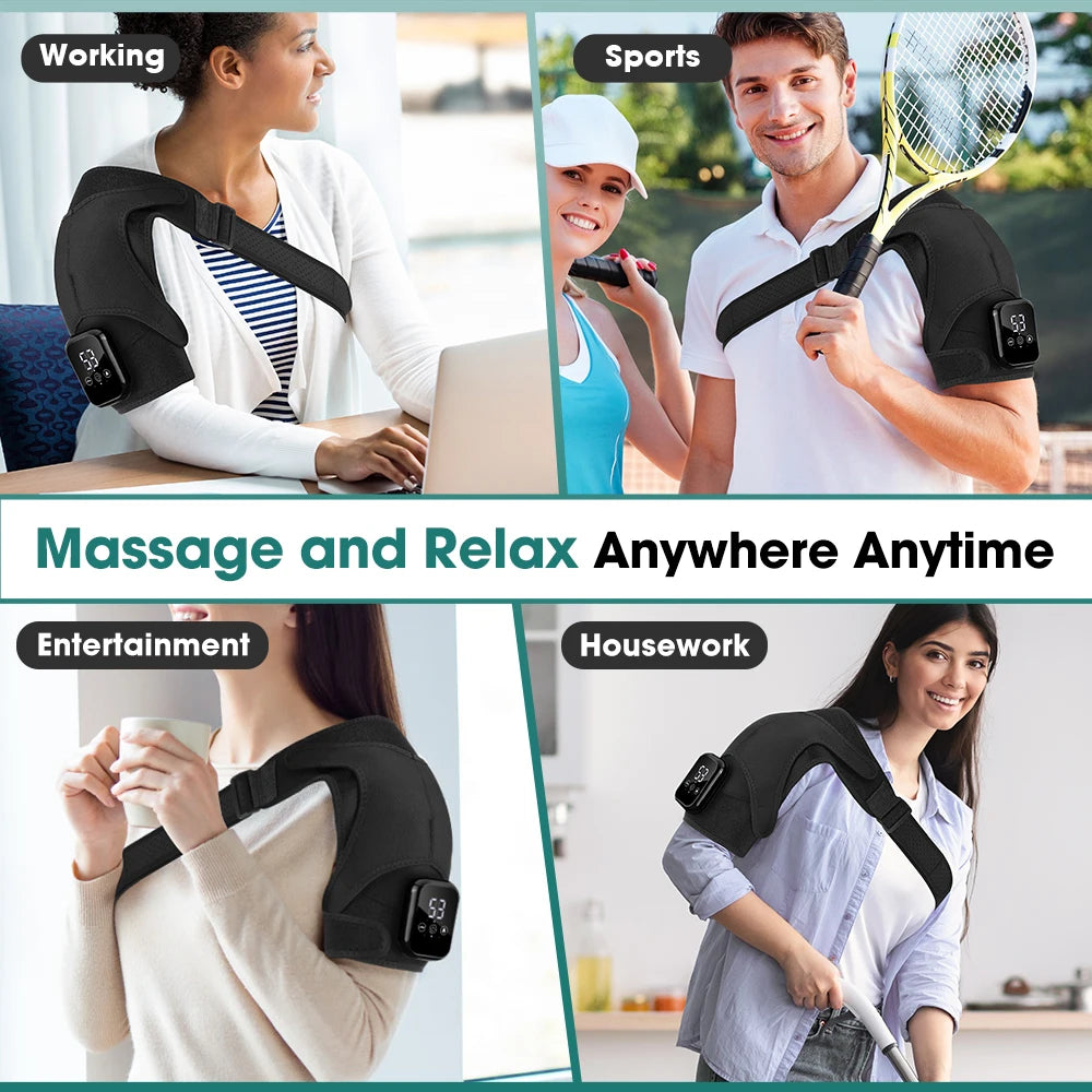PASTSKY Rechargeable Heated Shoulder Massager with Vibration and Timer