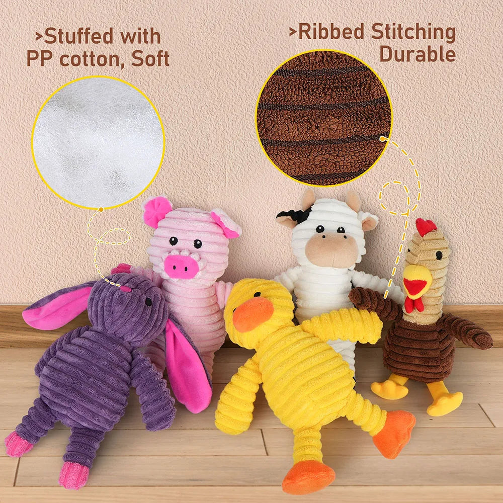 Premium Plush Squeaky Dog Chew Toys Assorted Value Pack