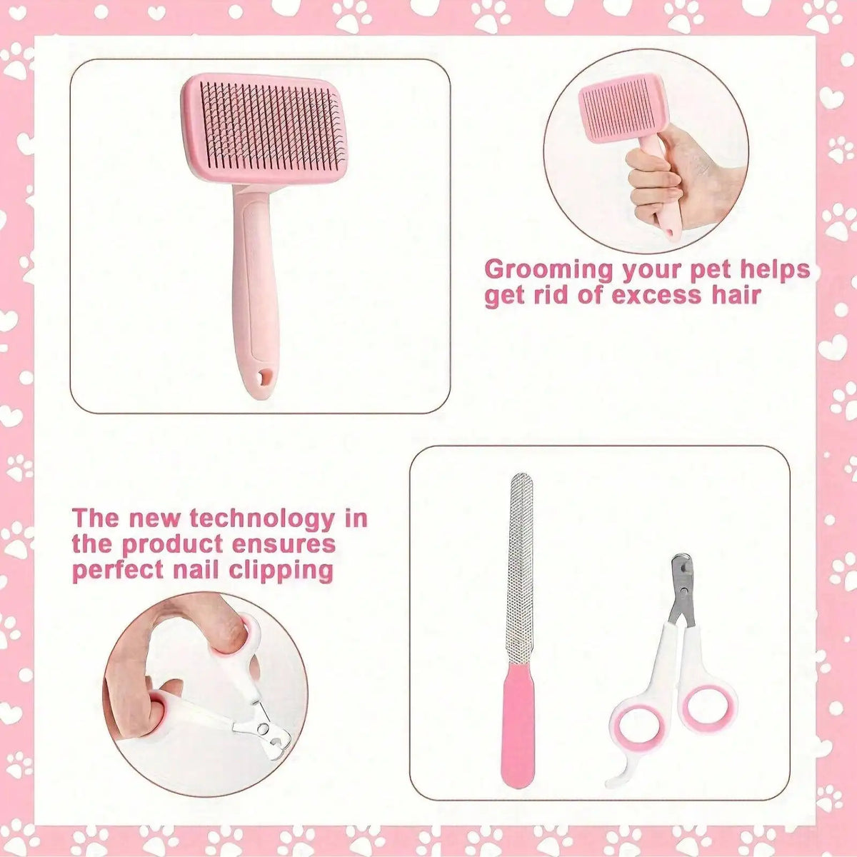 Premium Pet Grooming Kit With Clippers Flea Comb And Brushes