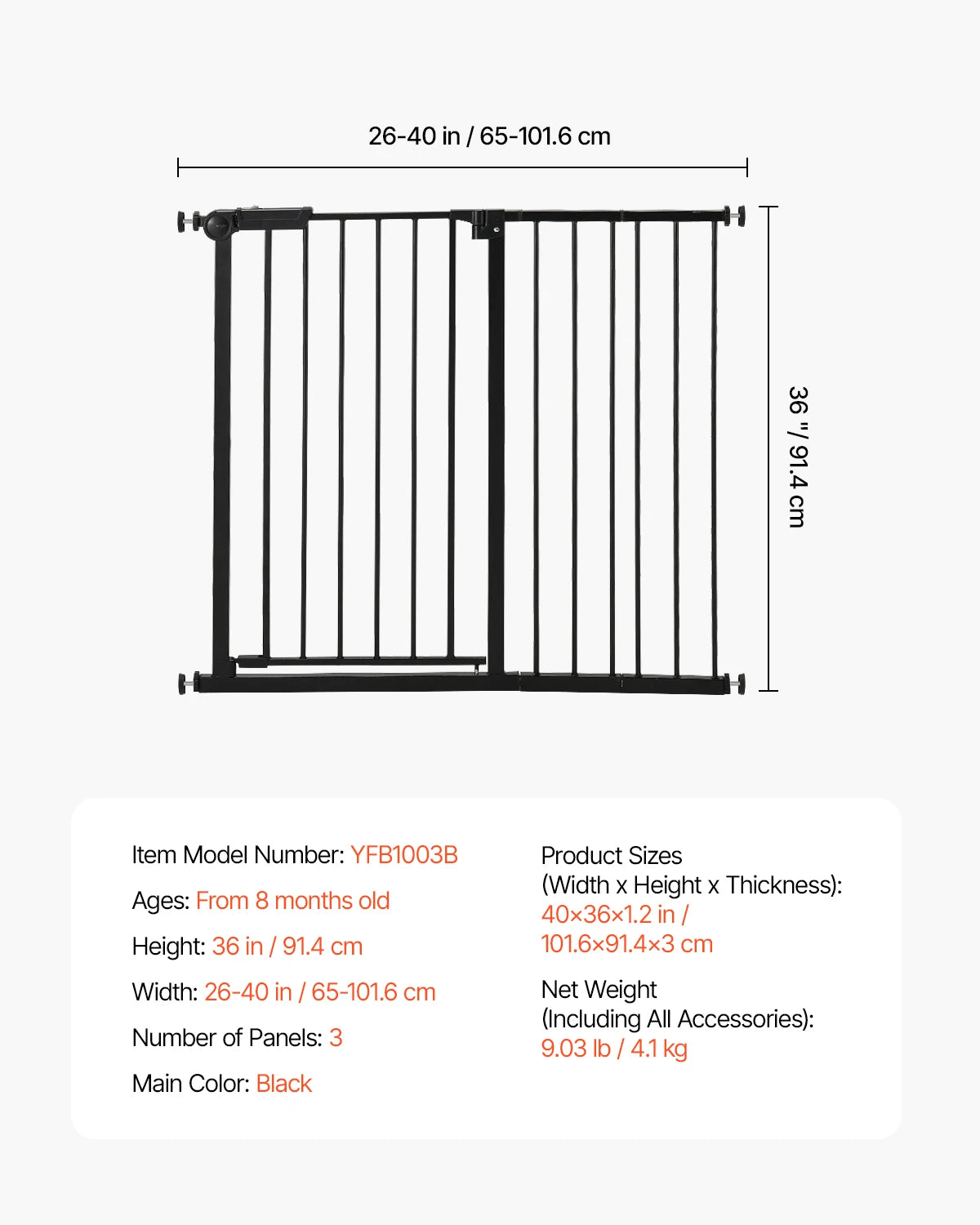 Succebuy Pressure Mount Easy Walk Through Baby Safety Gate