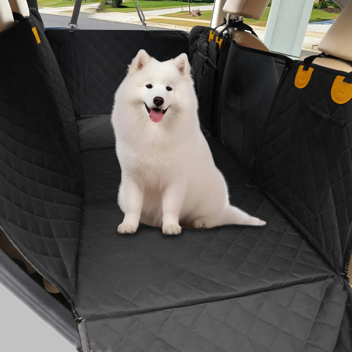 Borwart Waterproof Dog Car Seat Cover With Storage Pockets