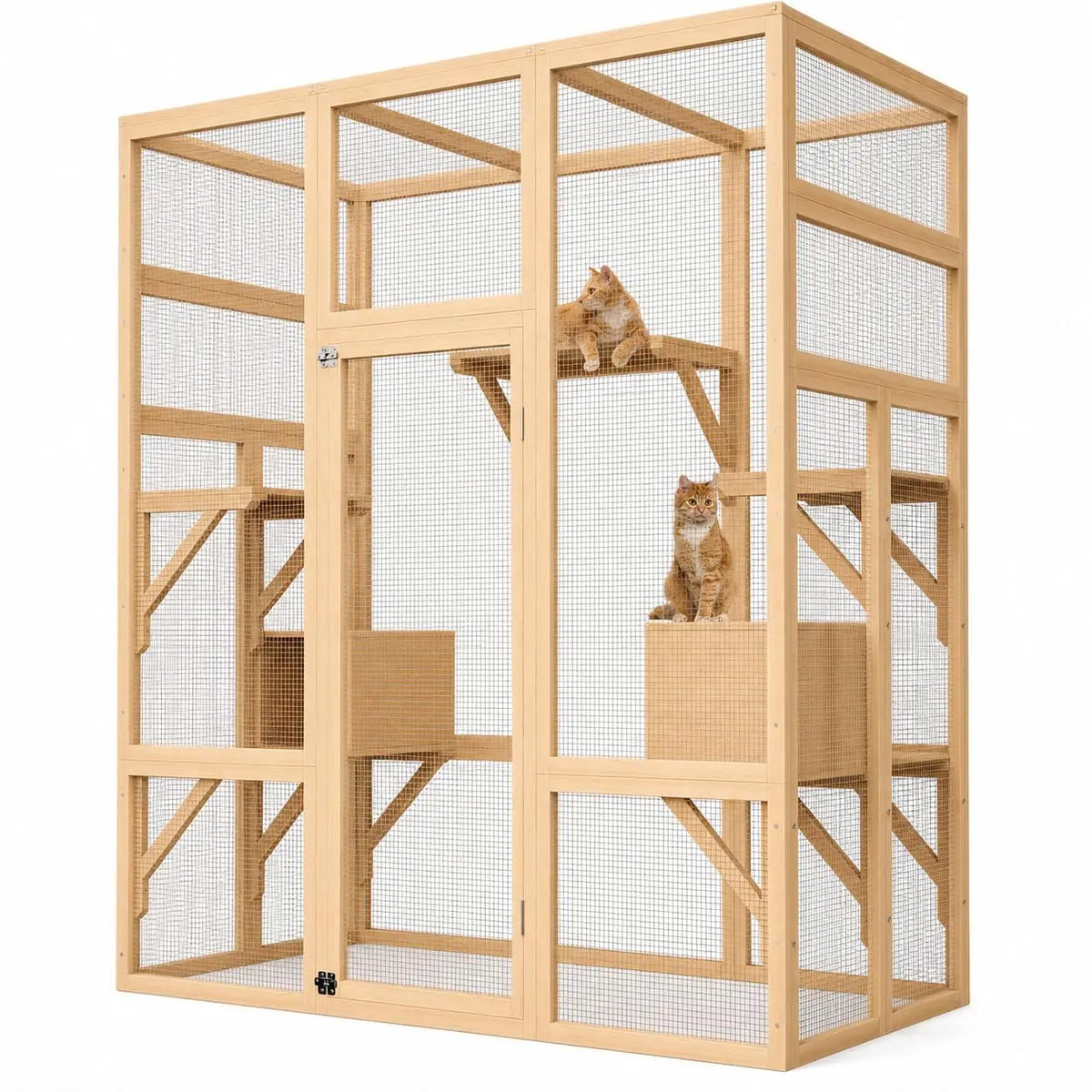 HiMISS Outdoor Wooden Catio Cat Enclosure And Playhouse
