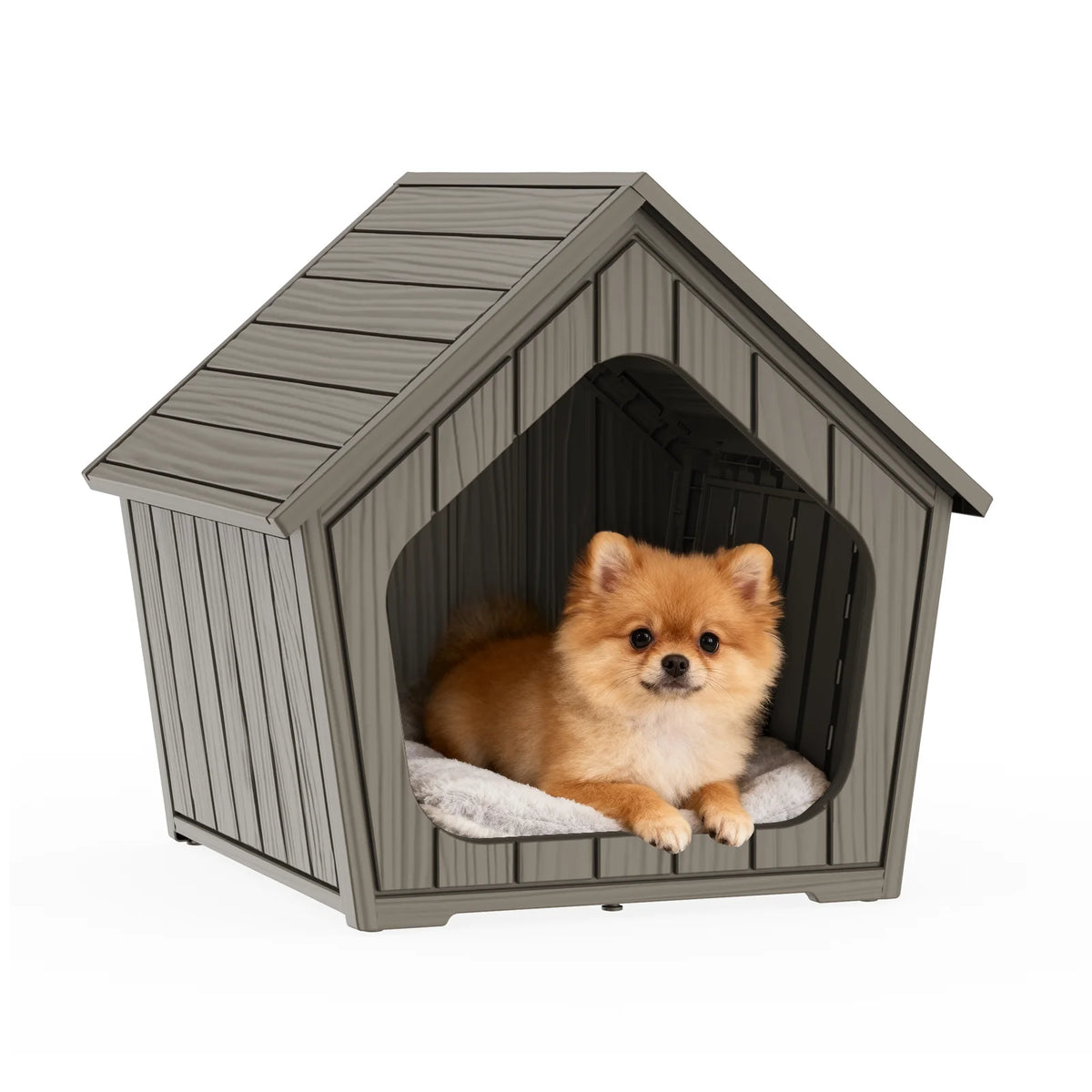 Outdoor Gable Roof Plastic Dog Shelter With Ventilated Design