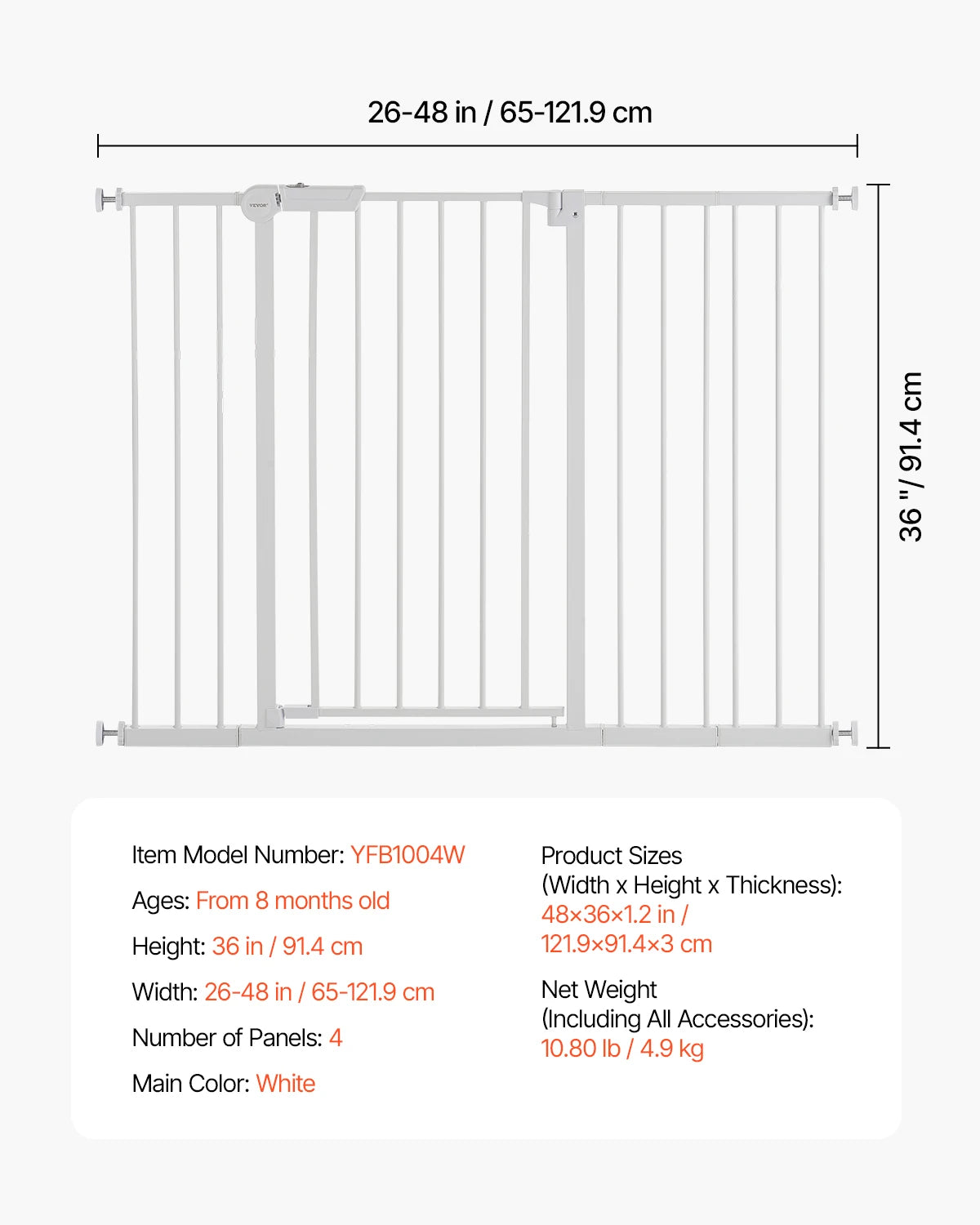 Succebuy Pressure Mount Easy Walk Through Baby Safety Gate