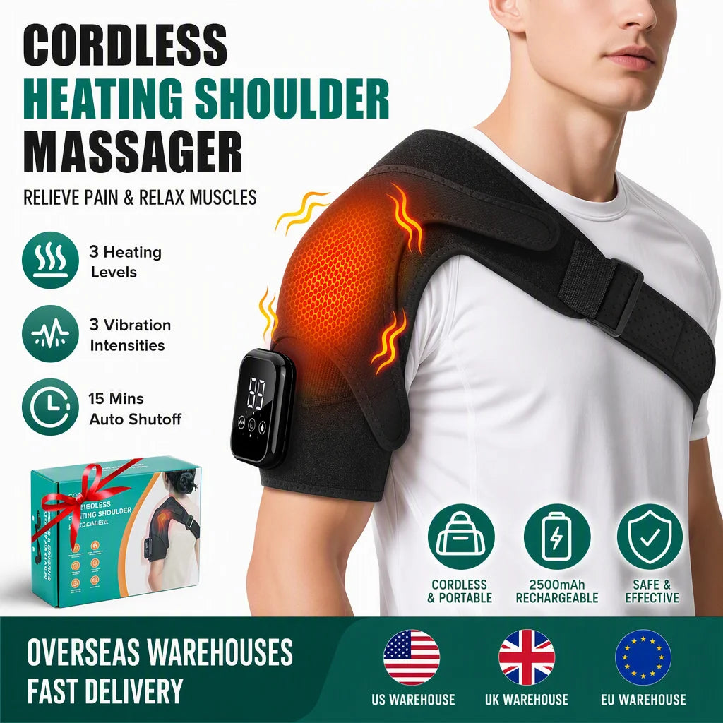 PASTSKY Rechargeable Heated Shoulder Massager with Vibration and Timer
