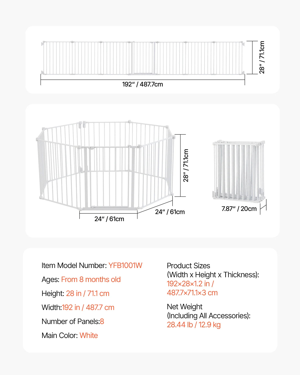 Succebuy Pressure Mount Easy Walk Through Baby Safety Gate