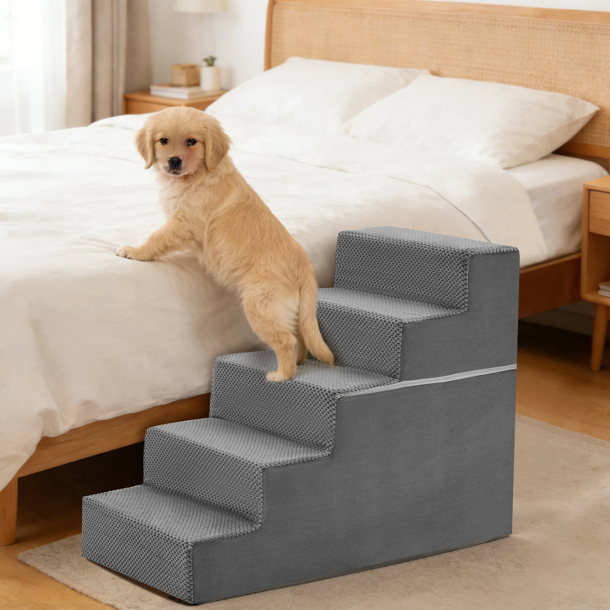 Jhk Curved Indoor Foam Dog Stair Ramp For Small Dogs
