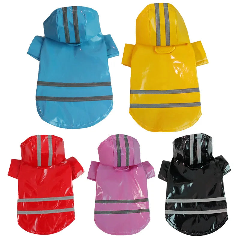 Reflective Waterproof PU Dog And Cat Hooded Raincoat