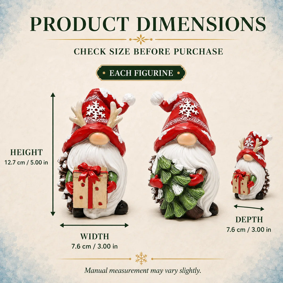 Hodao Resin Christmas Gnome Figurine Set Nordic Pinecone Tabletop Decor