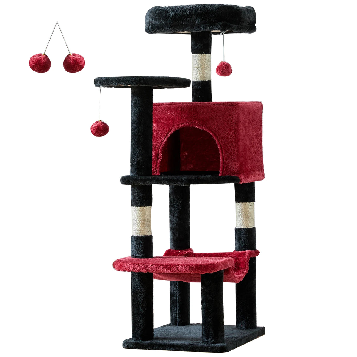 JHK Multi Tier Indoor Cat Tree With Sisal Scratching Platform