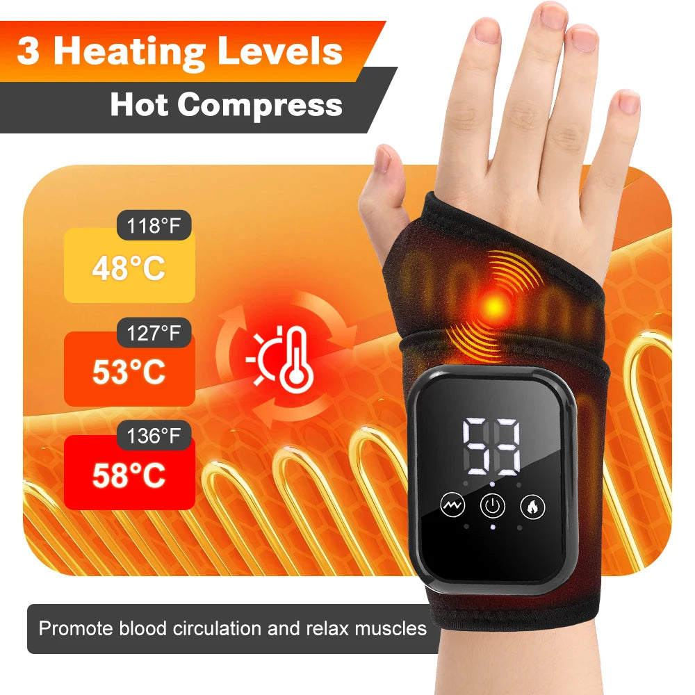 Agdoad Electric Heating Wrist Massager Brace With Vibration Therapy