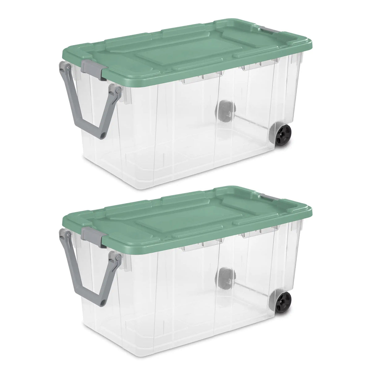 Sterilite Industrial Wheeled Storage Bin With Handle, Two Pack