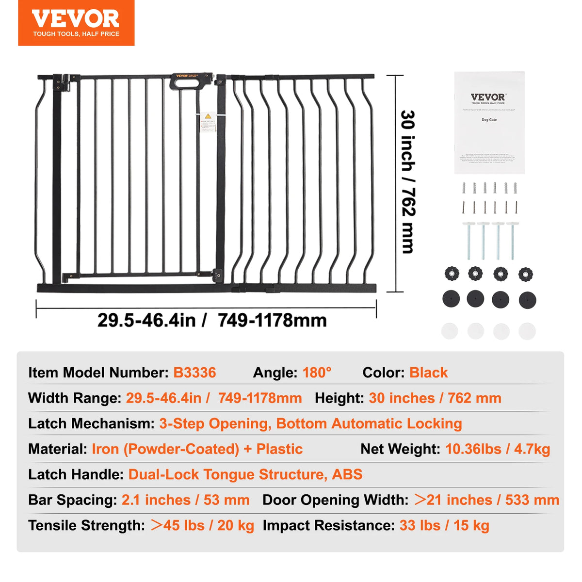 Succebuy Pressure Mount Easy Walk Through Baby Safety Gate