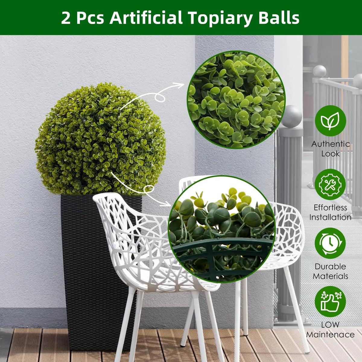 Studyset Artificial Cedar Topiary Balls for Outdoor Home Wedding Decor