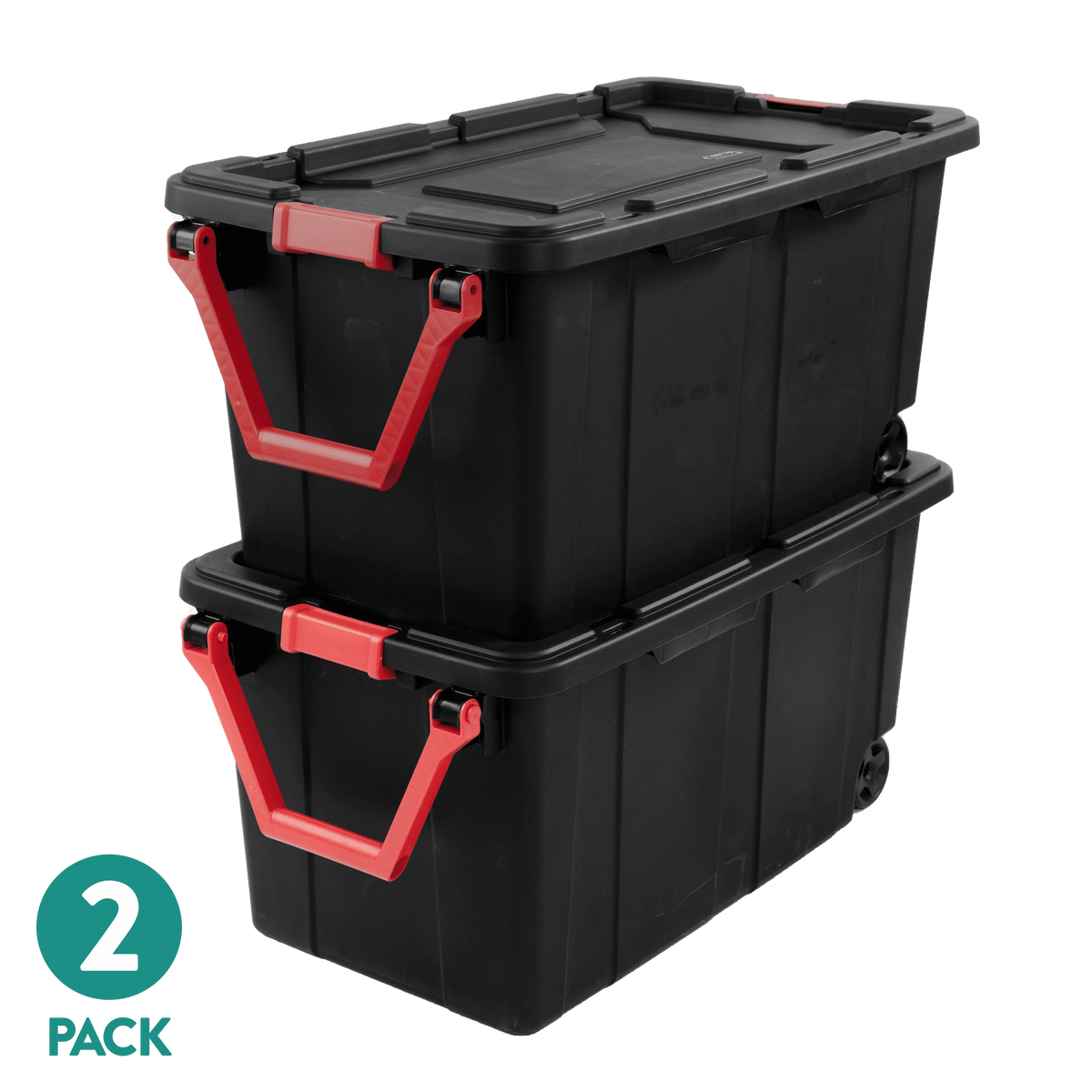 Sterilite Industrial Wheeled Storage Bin With Handle, Two Pack