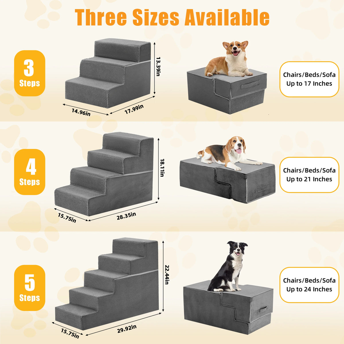Jhk Curved Indoor Foam Dog Stair Ramp For Small Dogs