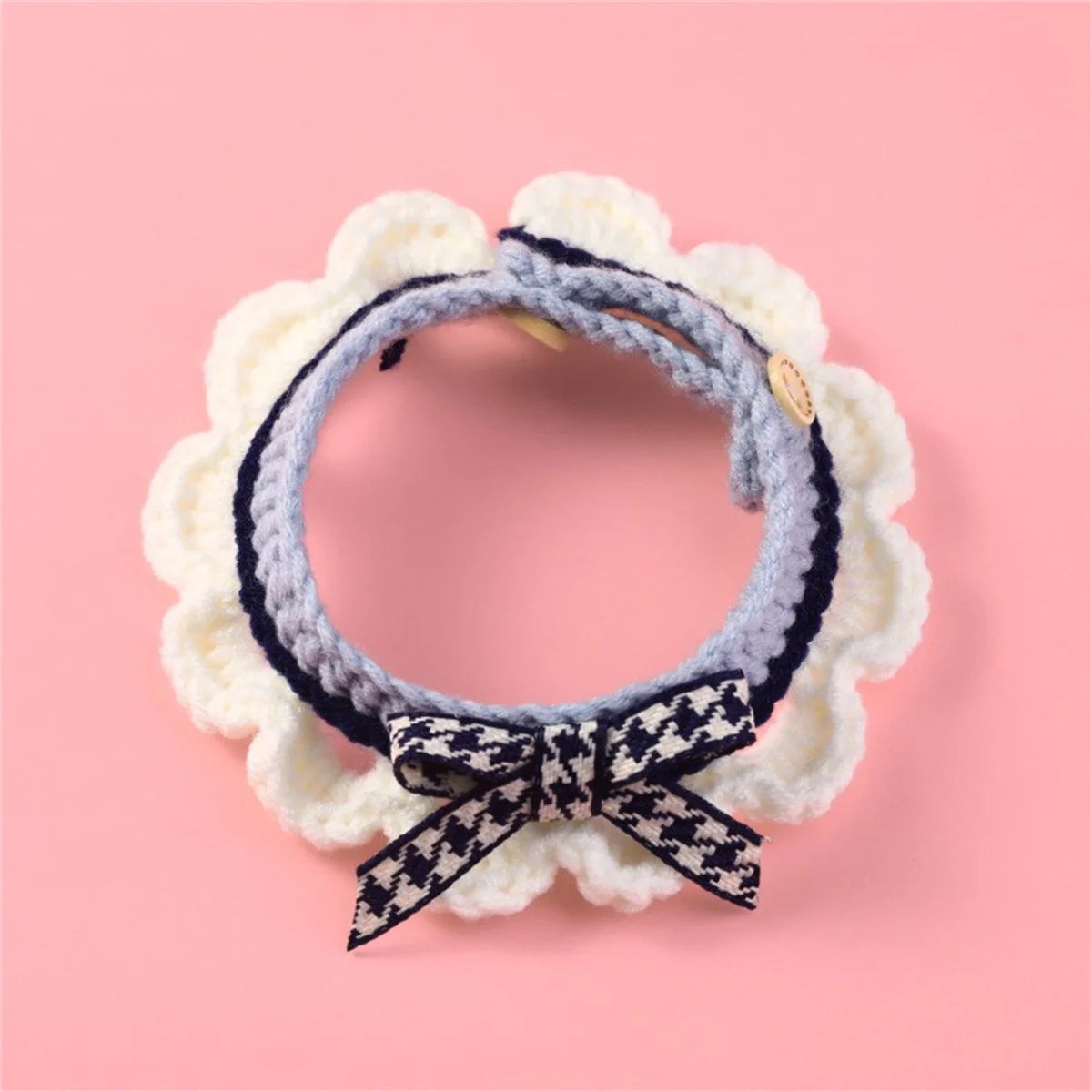 Handknitted Adjustable Bow Knot Pet Collar For Cats And Dogs