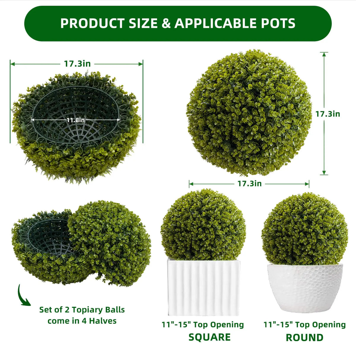 Studyset Artificial Cedar Topiary Balls for Outdoor Home Wedding Decor