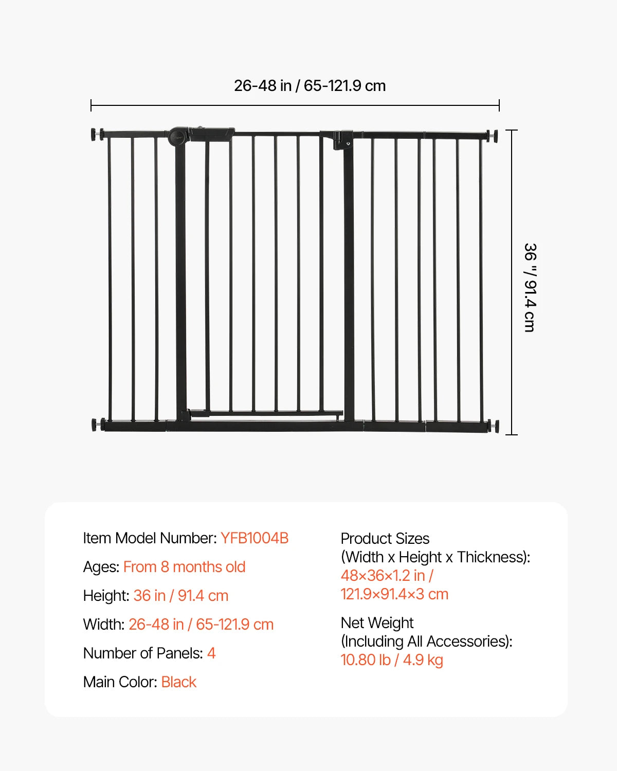 Succebuy Pressure Mount Easy Walk Through Baby Safety Gate