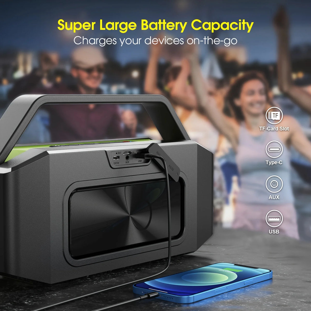 W-KING Portable Bluetooth Speaker 100W Peak Waterproof Outdoor Boombox