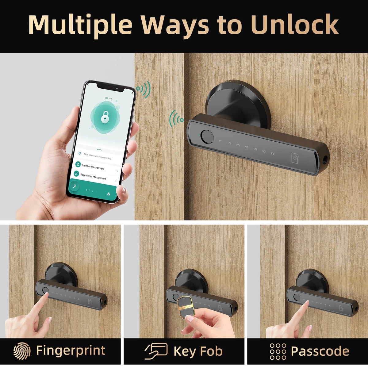 Viladepot Smart Fingerprint Door Lock With App Control And Keypad