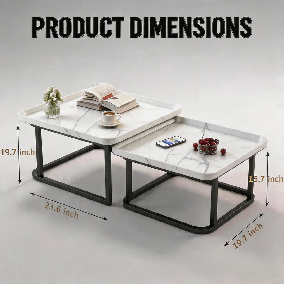 HiMISS Square Nesting Coffee Tables for Living Room