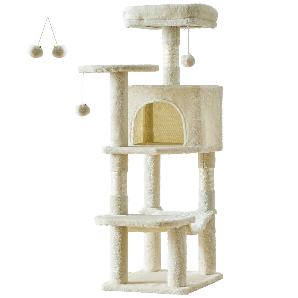 JHK Multi Tier Indoor Cat Tree With Sisal Scratching Platform