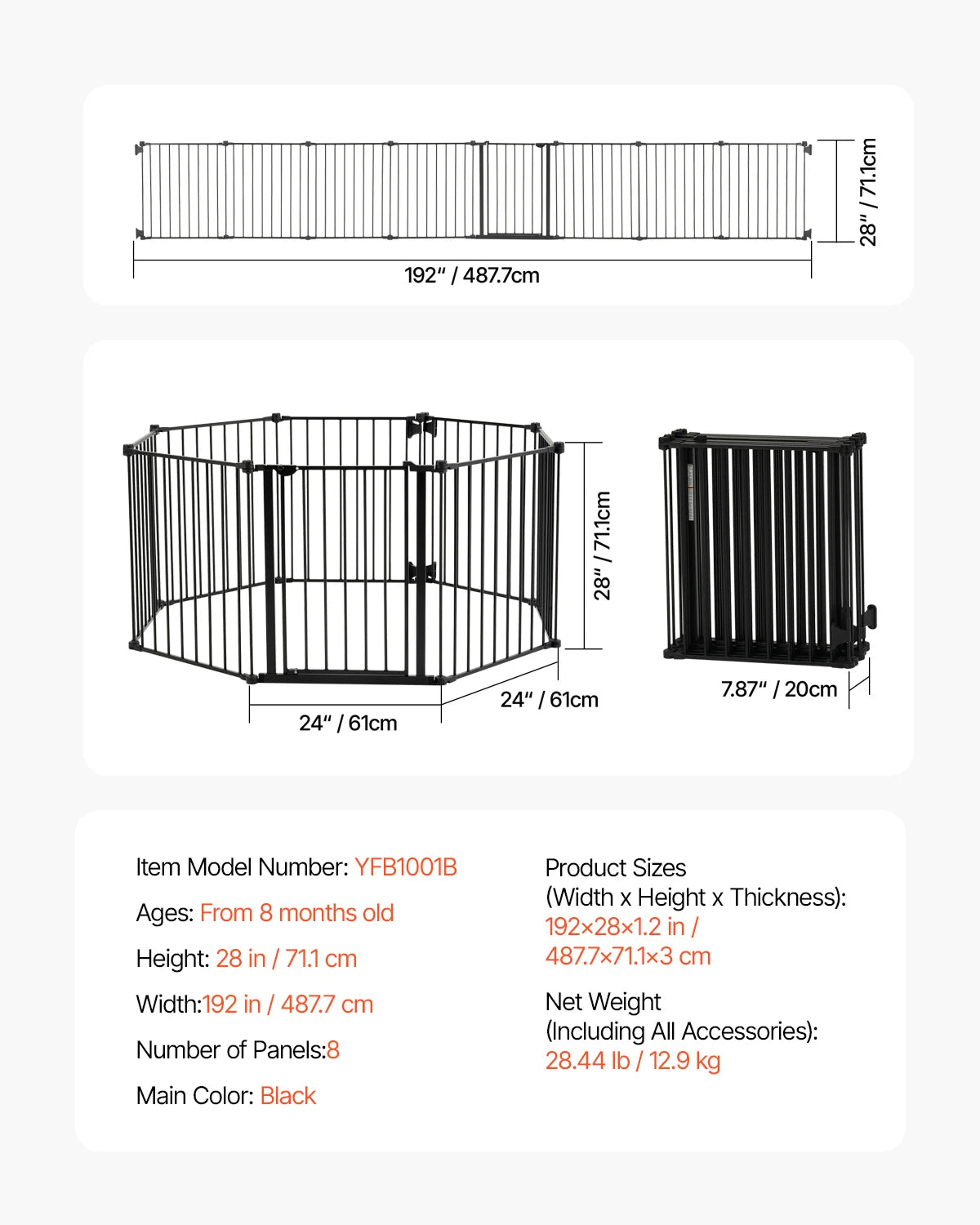 Succebuy Pressure Mount Easy Walk Through Baby Safety Gate