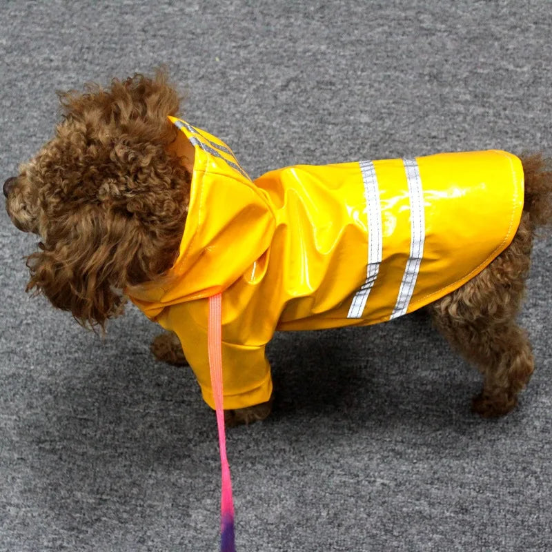 Reflective Waterproof PU Dog And Cat Hooded Raincoat